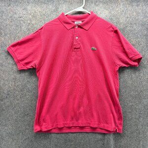 Lacoste Polo Shirt Mens Medium Pink Mesh Preppy Mesh Cotton Golf Casual Logo 4